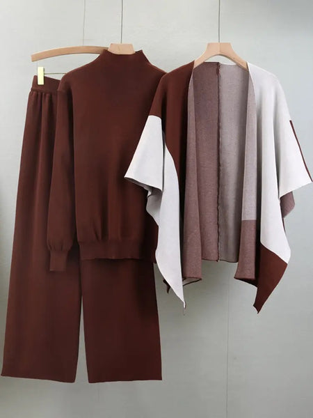 Harry Luxe Winter Coord Set with Cape - flat-lay shot of coord set, brown - Miss Mosa By Akanksha