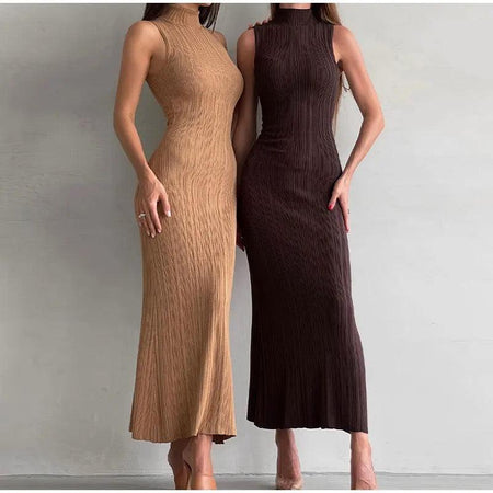 Hastor Luxe Soft Knit Dress - full-length shot on model, multicolour - Miss Mosa By Akanksha
