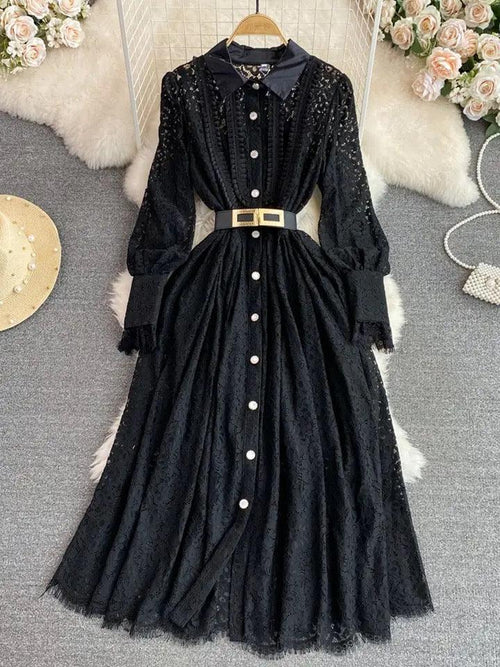 Haven Lace Detailed Maxi Dress In Black