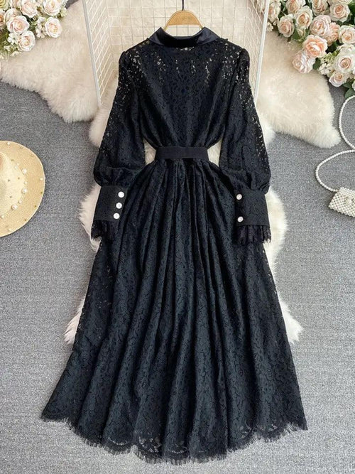 Haven Lace Detailed Maxi Dress In Black
