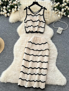 Hea Luxe Soft Knit Coord Set - flat-lay product shot of two coord sets on mannequins, off-white and black - Miss Mosa By Akanksha