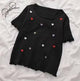 Heart Embroidered Tops - flat lay product shot, black - Miss Mosa By Akanksha