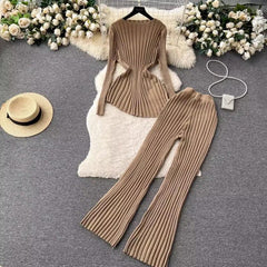 Hebel Woolen Coord Set of 2 - styled flat-lay shot, camel - Miss Mosa By Akanksha