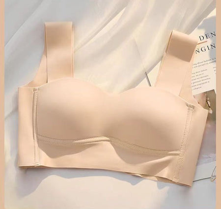 Hela Seamless Bralettes In Beige - flat-lay product shot of single bralette - Miss Mosa By Akanksha