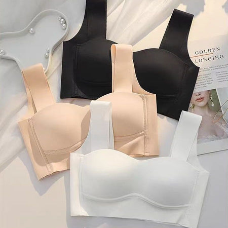 Hela Seamless Bralettes In Beige - flat-lay product shot of three bralettes - Miss Mosa By Akanksha