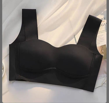 Hela Seamless Bralettes In Black - flat-lay product shot of single bralette - Miss Mosa By Akanksha
