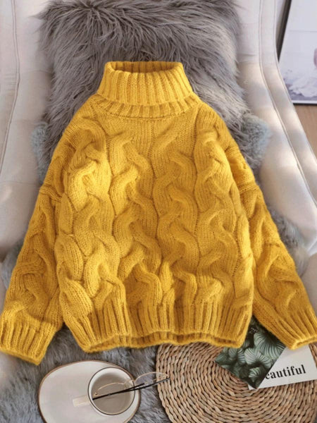 Helen Statement Pullover - front shot on hanger, yellow - Miss Mosa By Akanksha