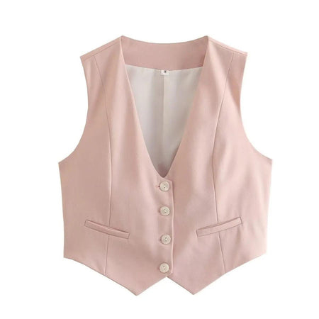 Helen Statement Vest Tops in Peach - front shot on hanger, pink - Miss Mosa By Akanksha