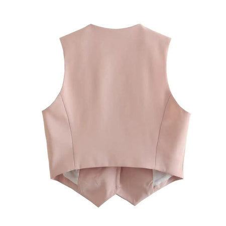 Helen Statement Vest Tops in Peach - back shot on hanger, pink - Miss Mosa By Akanksha