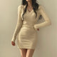 Helene Knitted Woolen Dress - front shot on model, cream - Miss Mosa By Akanksha