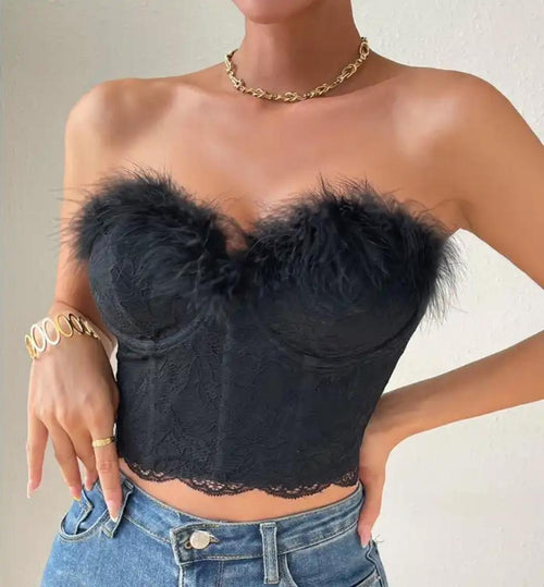 Helix Fur Bustier Top