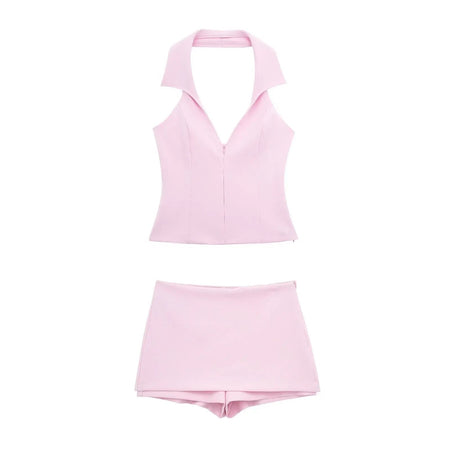 Hellor Luxe Co-ord Set in Blush - styled flat-lay shot, blush - Miss Mosa By Akanksha
