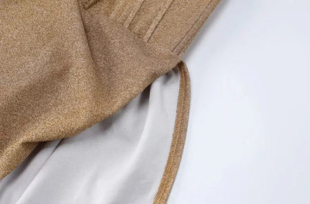 Helois Tube Party Dress In Gold - close-up of side slit detail - Miss Mosa By Akanksha