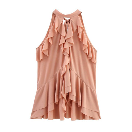 Hena Ruffled Summer Top In Pink - front shot of top product - Miss Mosa By Akanksha