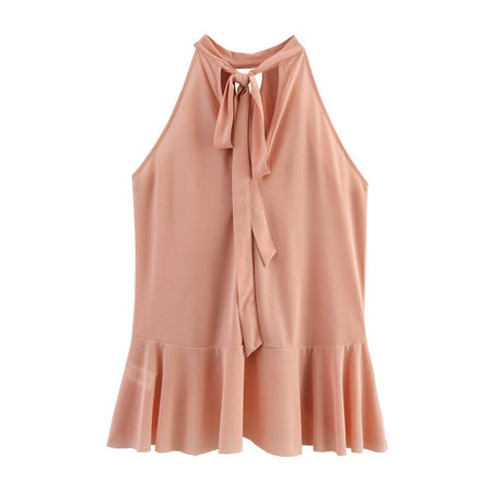 Hena Ruffled Summer Top In Pink - back shot of top product - Miss Mosa By Akanksha