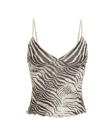Hina Printed Top - front shot, brown and cream zebra print - Miss Mosa By Akanksha