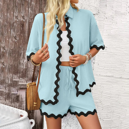 Hiya Summer 2 Pc Coord Set In Light Blue - front shot on model, blue - Miss Mosa By Akanksha