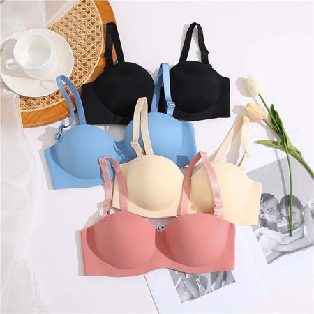 Hodor Seamless Pushup Bralettes - styled flat-lay shot, multicolour - Miss Mosa By Akanksha