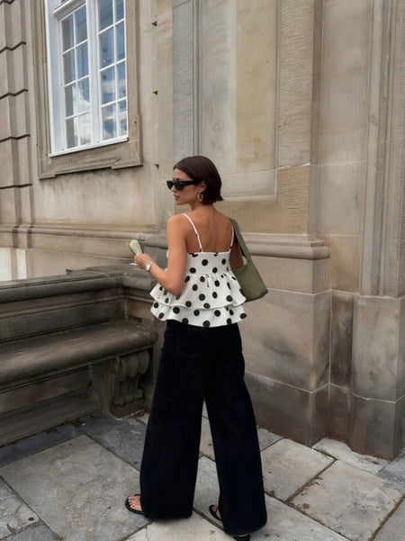 Hola Polka Top - back shot, cream with black polka dots - Miss Mosa By Akanksha