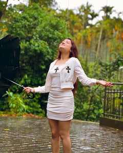 Holland Coord Set - lifestyle shot on model, white - Miss Mosa By Akanksha
