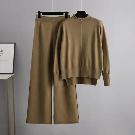 Hollis Statement Winter Coord Set- Tracksuit - hanging product shot, khaki - Miss Mosa By Akanksha
