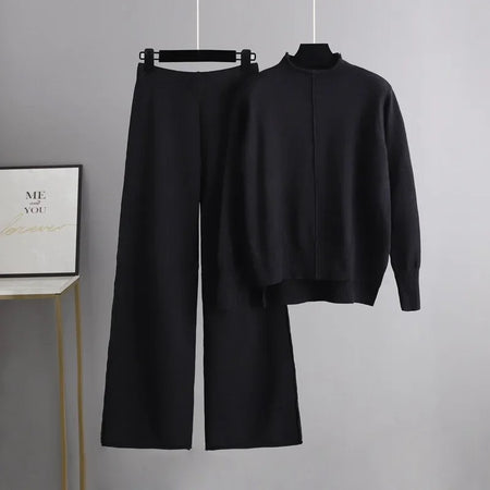 Hollis Statement Winter Coord Set- Tracksuit - hanging product shot, black - Miss Mosa By Akanksha