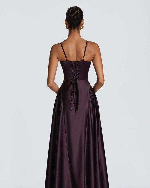 Holly Drop Waist Satin Maxi Dress
