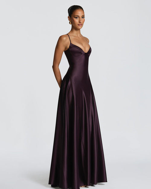 Holly Drop Waist Satin Maxi Dress