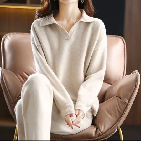 Horret Luxe Winter Coord Set - Tracksuit - lifestyle shot on model, cream - Miss Mosa By Akanksha