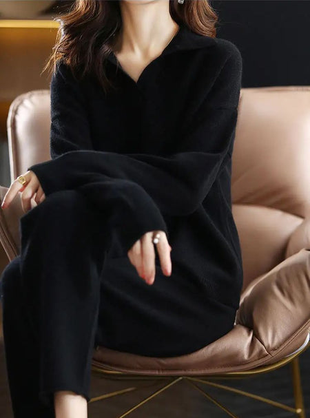 Horret Luxe Winter Coord Set - Tracksuit - lifestyle shot on model, black - Miss Mosa By Akanksha