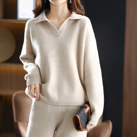 Horret Luxe Winter Coord Set - Tracksuit - lifestyle shot on model, cream - Miss Mosa By Akanksha
