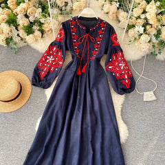 Hoster Summer Midi Dress - styled flat-lay shot, navy - Miss Mosa By Akanksha