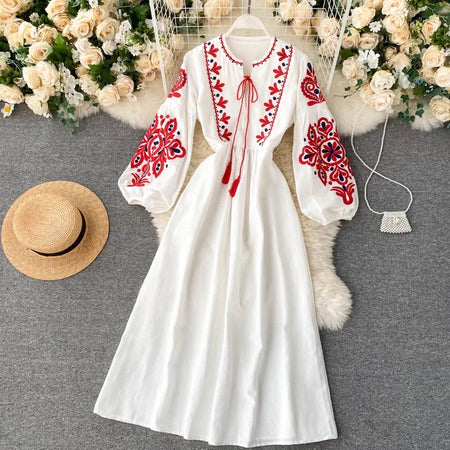 Hoster Summer Midi Dress - styled flat-lay shot, white - Miss Mosa By Akanksha