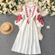 Hoster Summer Midi Dress - styled flat-lay shot, white - Miss Mosa By Akanksha
