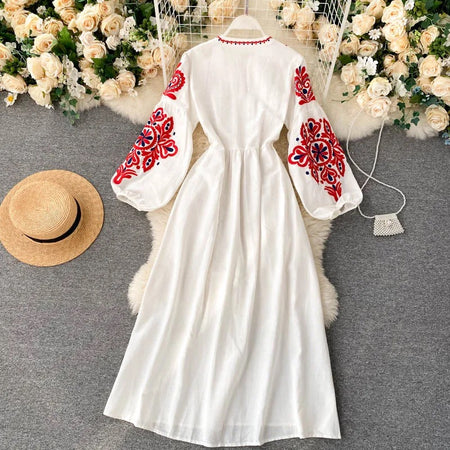 Hoster Summer Midi Dress - styled flat-lay shot, white - Miss Mosa By Akanksha