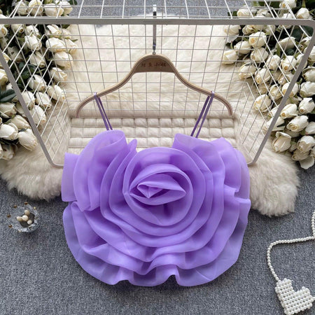 Houston Statement Floral Top - styled flat-lay shot, purple - Miss Mosa By Akanksha