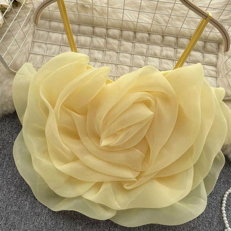 Houston Statement Floral Top - close-up of rosette, yellow - Miss Mosa By Akanksha