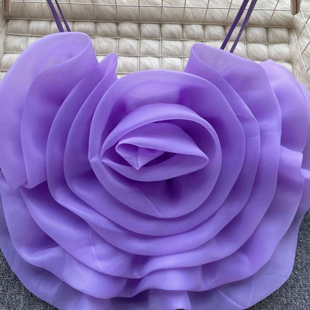 Houston Statement Floral Top - close-up of rosette, purple - Miss Mosa By Akanksha