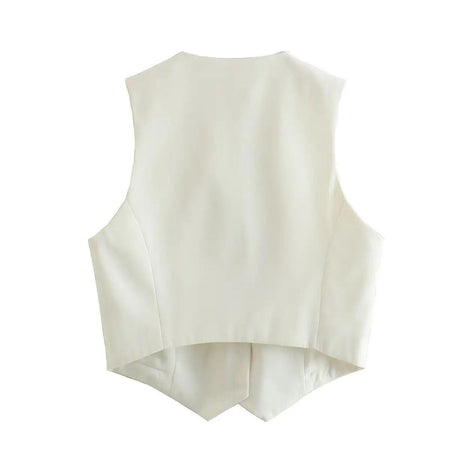 Hubako Statement Vest Tops in White - back shot on hanger, ivory - Miss Mosa By Akanksha