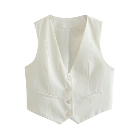 Hubako Statement Vest Tops in White - front shot on hanger, ivory - Miss Mosa By Akanksha