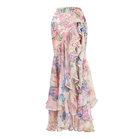 Hubo Spritzer Swimsuit with Ruffled Skirt - flat-lay product shot, pink - Miss Mosa By Akanksha