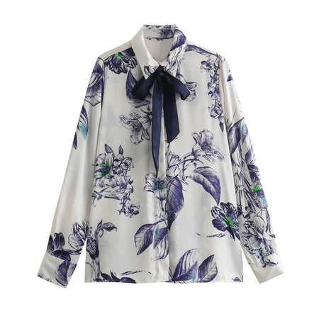 Huma Formal Blouse with a bow - flat-lay product shot, white - Miss Mosa By Akanksha