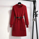 Hyacinth Knitted Dress With Belt - flat-lay product shot, red - Miss Mosa By Akanksha