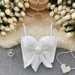 Hyacinth Rosette Cute 3D Tops - flat-lay product shot, white - Miss Mosa By Akanksha