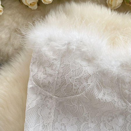 Verve Fur detail strapless bustier top - Alamode By Akanksha