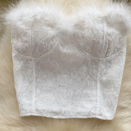 Verve Fur detail strapless bustier top - Alamode By Akanksha