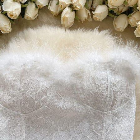 Verve Fur detail strapless bustier top - Alamode By Akanksha