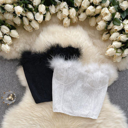 Verve Fur detail strapless bustier top - Alamode By Akanksha