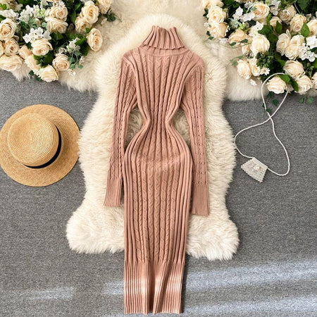 Rust - Macy Woolen Bodycon Dress