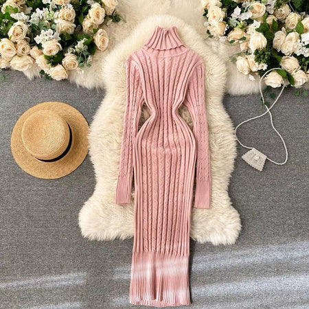 Peach - Macy Woolen Bodycon Dress